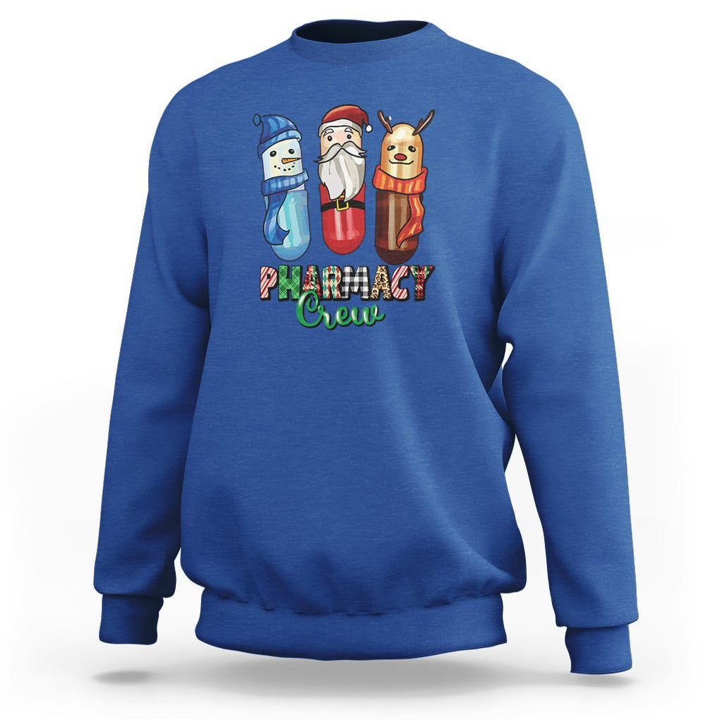 Christmas Sweatshirt Snowman Reindeer Santa Pharmacy Crew TS09 Royal Blue Printyourwear