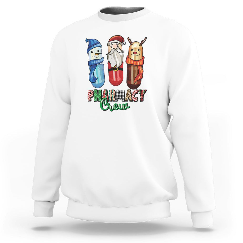 Christmas Sweatshirt Snowman Reindeer Santa Pharmacy Crew TS09 White Printyourwear