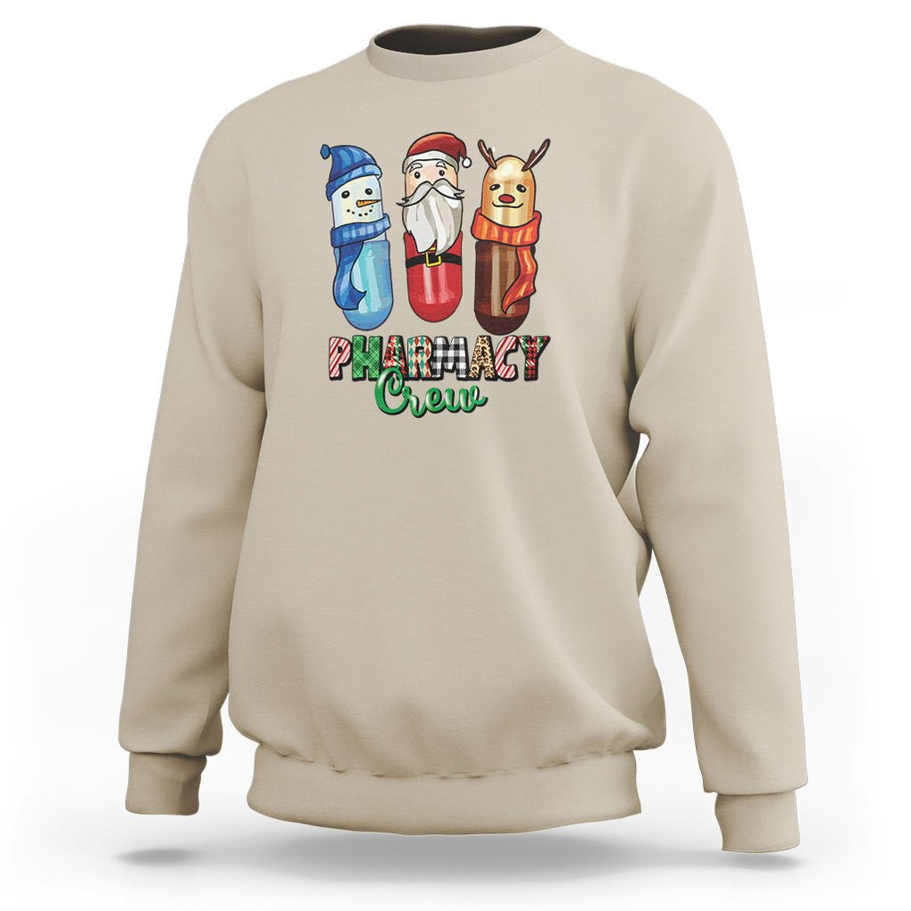 Christmas Sweatshirt Snowman Reindeer Santa Pharmacy Crew TS09 Sand Printyourwear