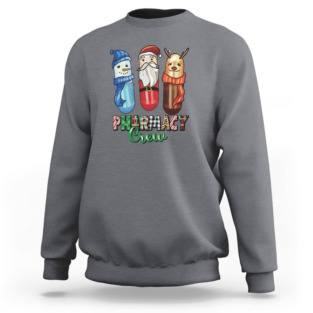 Christmas Sweatshirt Snowman Reindeer Santa Pharmacy Crew TS09 Charcoal Printyourwear
