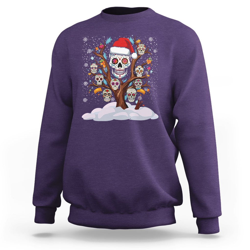 Christmas Sweatshirt Sugar Skull On Tree Funny Xmas TS09 Purple Printyourwear