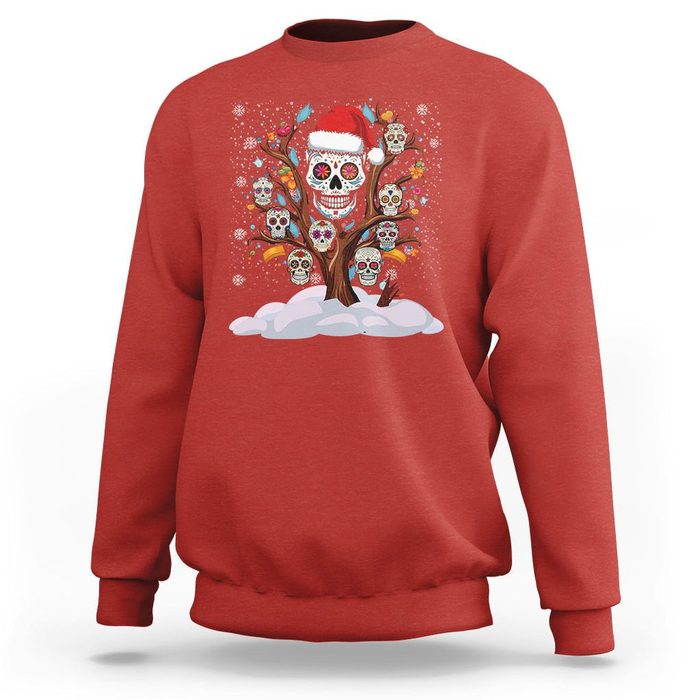 Christmas Sweatshirt Sugar Skull On Tree Funny Xmas TS09 Red Printyourwear
