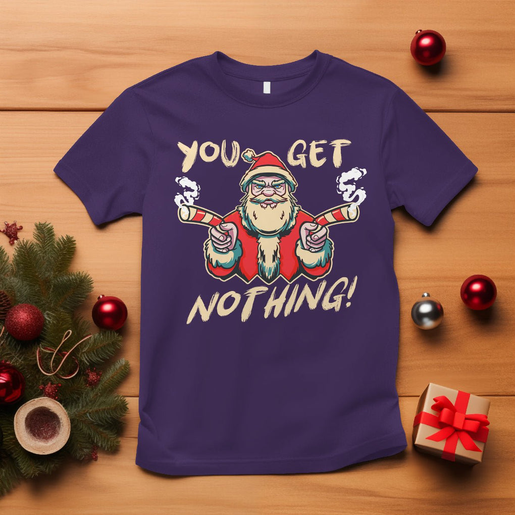 Christmas T Shirt Angry Santa Candy Gun You Get Nothing Cool Gangsta TS09 Purple Printyourwear