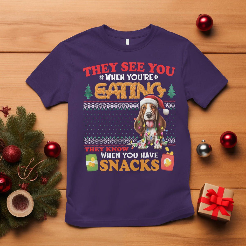 Christmas T Shirt Basset Hound See You're Eating Dog Lover TS09 Purple Printyourwear