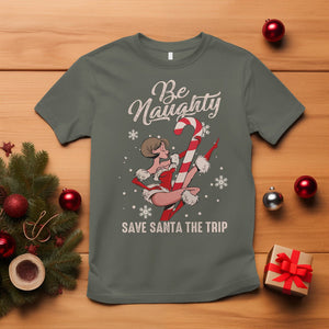Christmas T Shirt Candy North Pole Be Naughty Save Santa The Trip TS09 Military Green Printyourwear