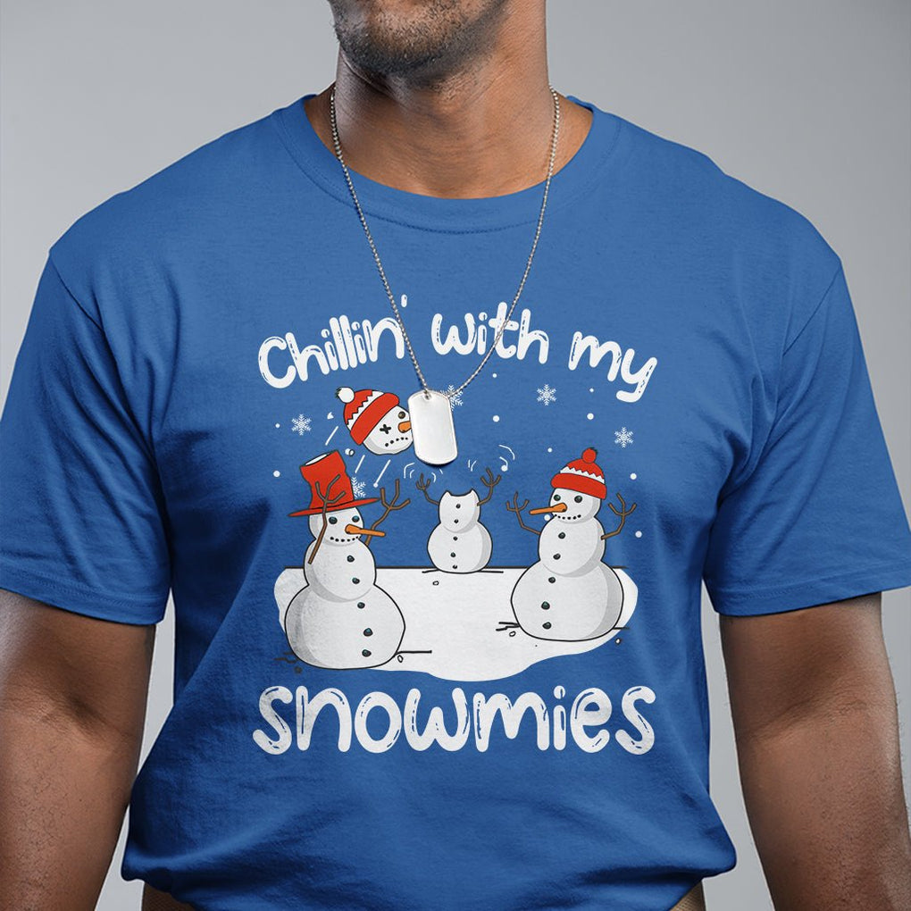 Christmas T Shirt Chillin With My Snowmies Funny Snowman Friendship TS09 Printyourwear