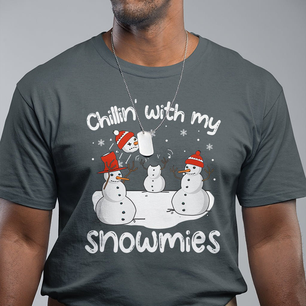 Christmas T Shirt Chillin With My Snowmies Funny Snowman Friendship TS09 Printyourwear