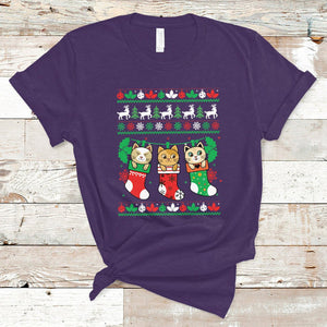 Christmas T Shirt Cute Cat In Sock Merry Catmas TS09 Printyourwear