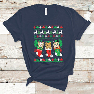 Christmas T Shirt Cute Cat In Sock Merry Catmas TS09 Printyourwear
