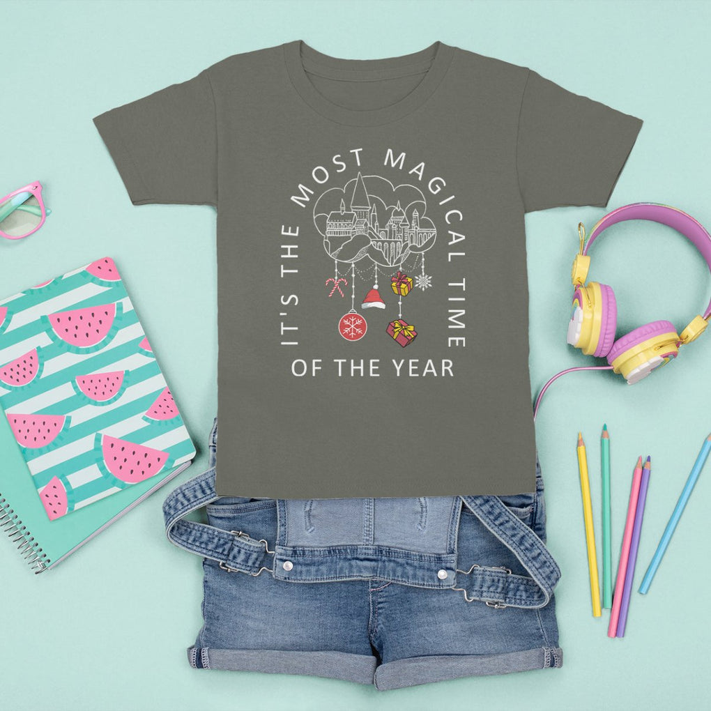 Christmas T Shirt For Kid It's The Most Magical Time Of The Year Dream Castle TS09 Military Green Printyourwear