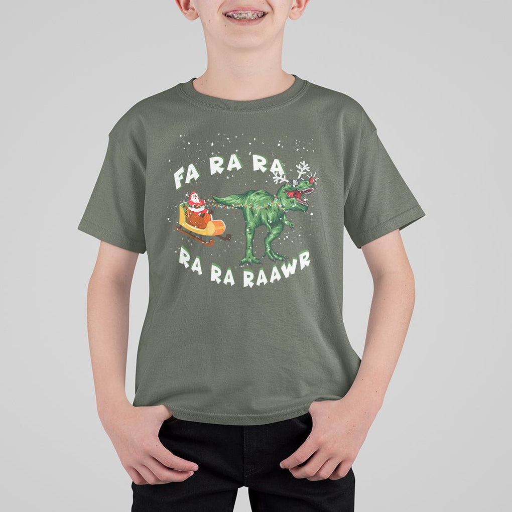 Christmas T Shirt For Kid Tree Rex Fa Ra Rawr T-Rex Dinosaur TS09 Printyourwear