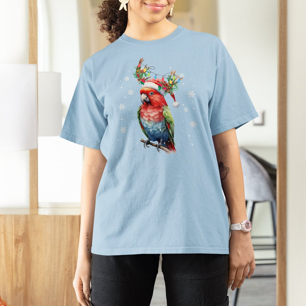 Christmas T Shirt For Women Cute Parot Reindeer Santa Hat TS09 Printyourwear