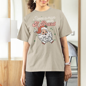 Christmas T Shirt For Women I Love A Man With A Beard Santa Xmas TS09 Sand Printyourwear