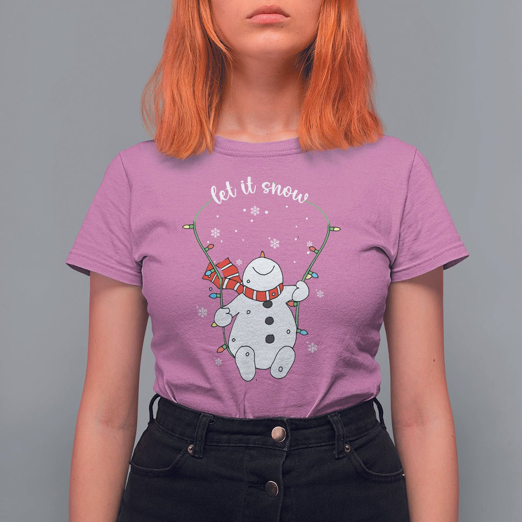 Christmas T Shirt For Women Let It Snow Cute Snowman Xmas TS09 Azalea Printyourwear