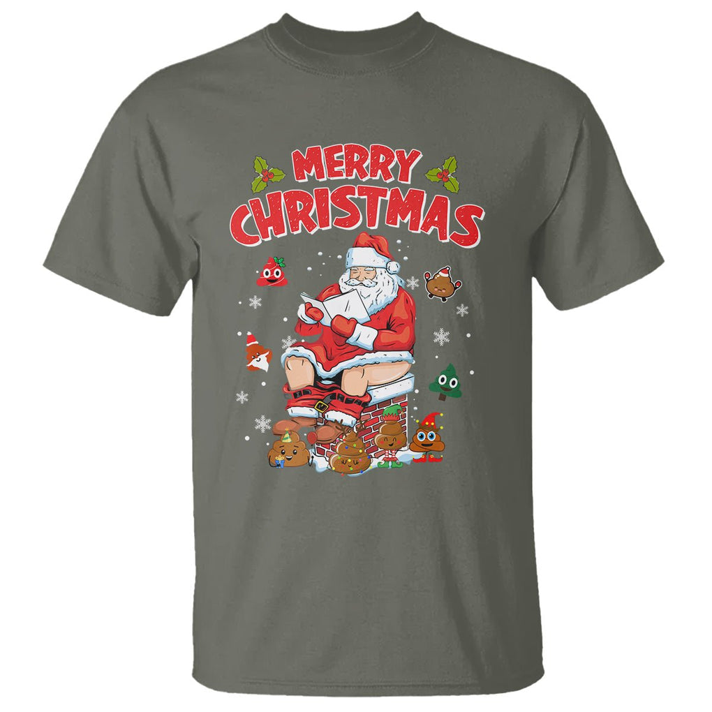 Christmas T Shirt Funny Santa Pooping Down The Chimney TS09 Printyourwear