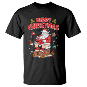 Christmas T Shirt Funny Santa Pooping Down The Chimney TS09 Charcoal Printyourwear