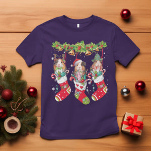 Christmas T Shirt Guinea Pig In Xmas Socks Cute Santa Hat TS09 Purple Printyourwear