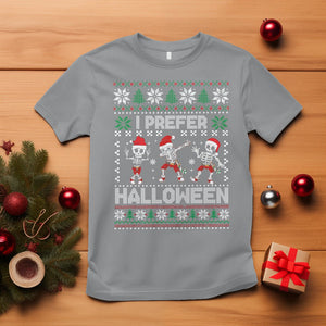 Christmas T Shirt I Prefer Halloween Cool Santa Skeleton Dancing TS09 Sport Gray Printyourwear