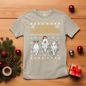 Christmas T Shirt I Prefer Halloween Cute Santa Ghost Boo Skeleton TS09 Sand Printyourwear
