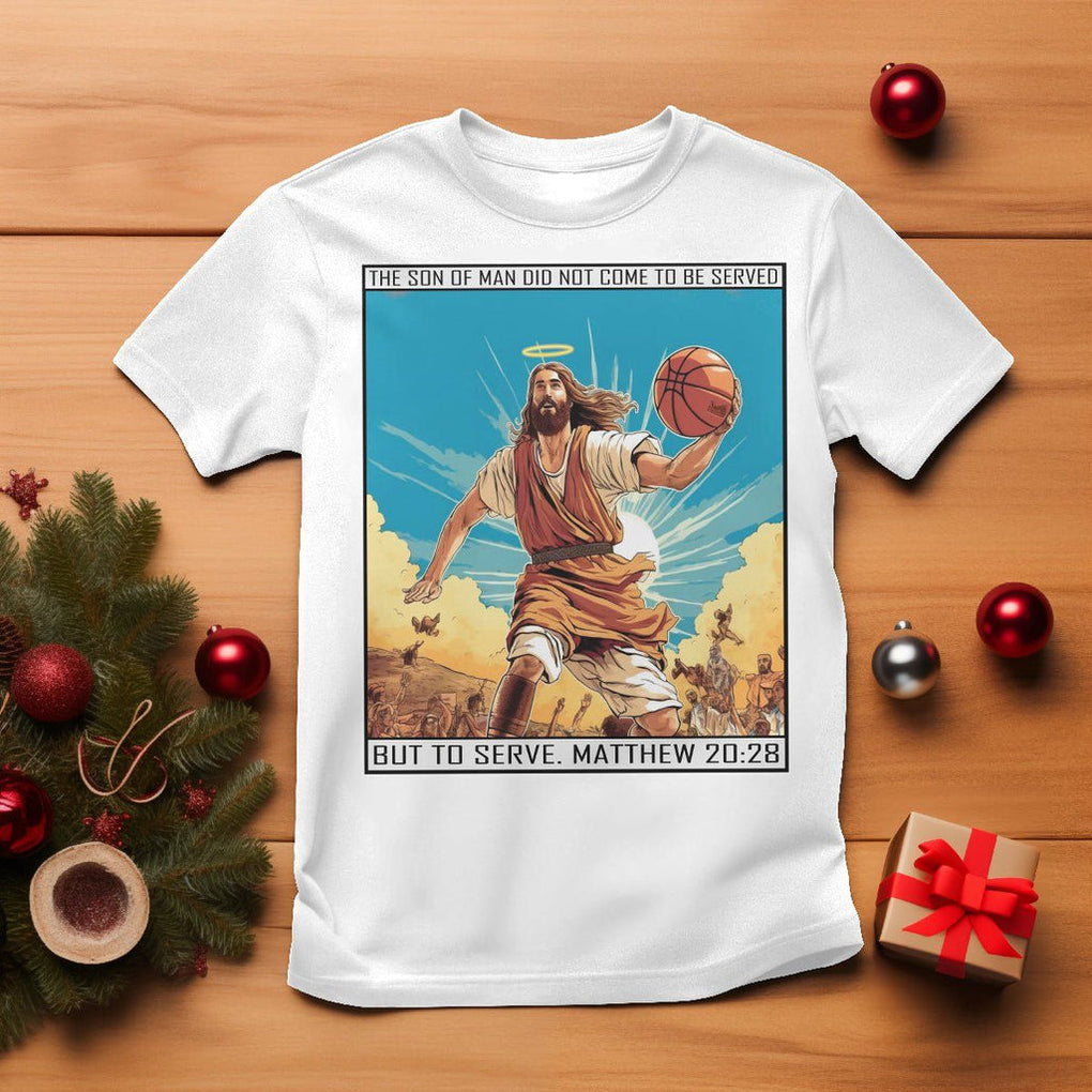 Christmas T Shirt Jesus Baseketball Player Crossing Up Christian Funny Xmas TS09 White Printyourwear