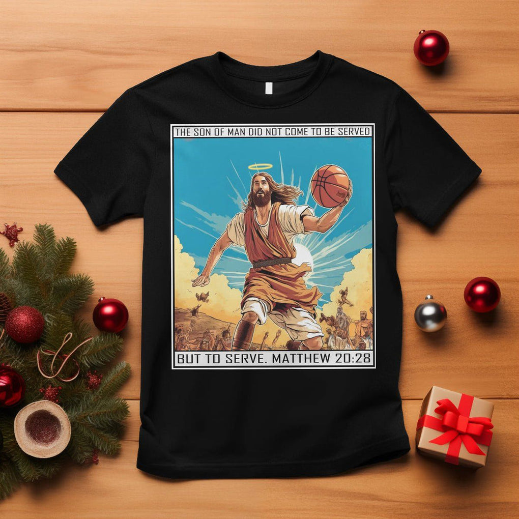 Christmas T Shirt Jesus Baseketball Player Crossing Up Christian Funny Xmas TS09 Black Printyourwear