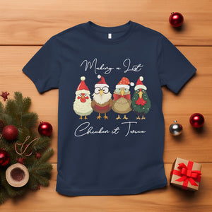Christmas T Shirt Making A List Chicken It Twice Cute Santa Cuck TS09 Navy Printyourwear