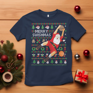 Christmas T Shirt Merry Swishmas Santa Baseketball Player TS09 Navy Printyourwear