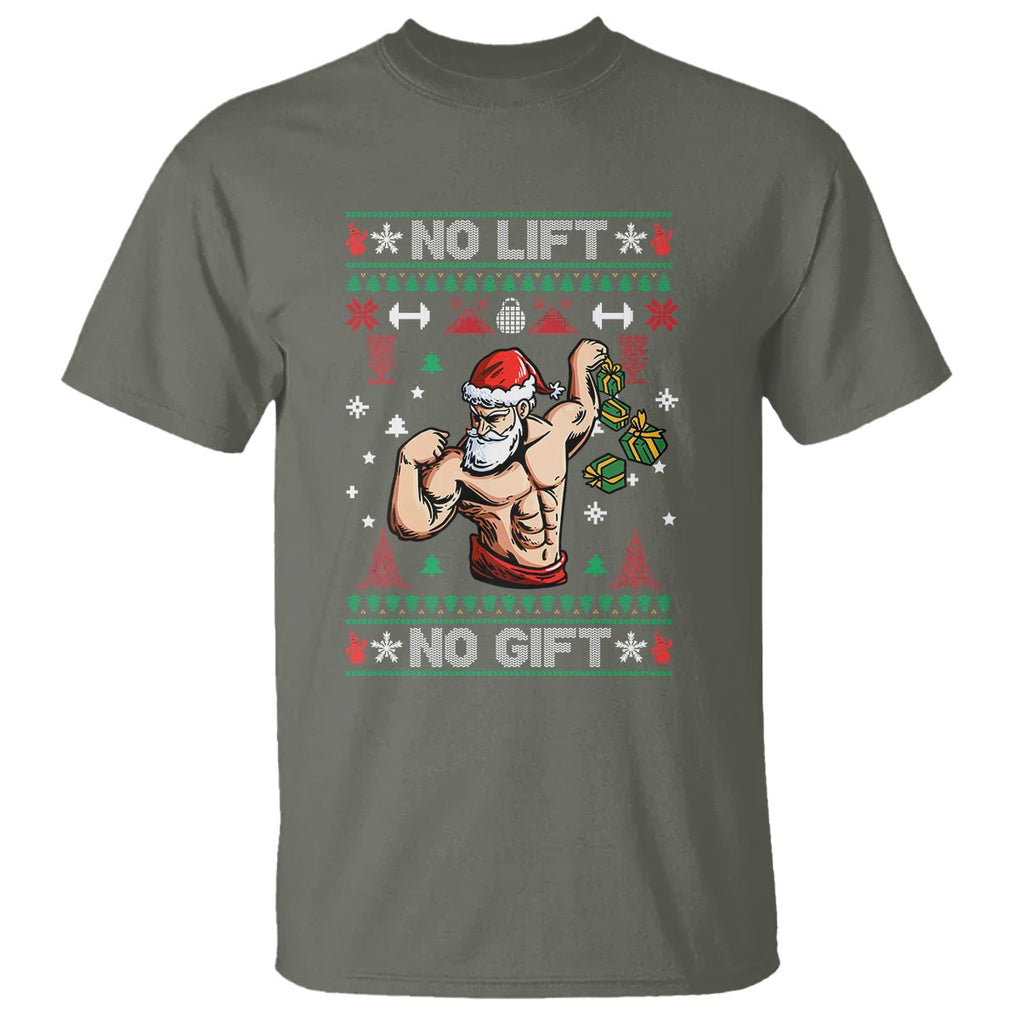 Christmas T Shirt No Lift No Gift Santa Gym Coach TS09 Printyourwear