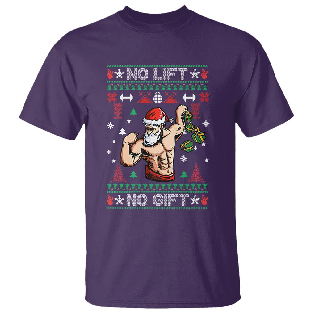 Christmas T Shirt No Lift No Gift Santa Gym Coach TS09 Printyourwear