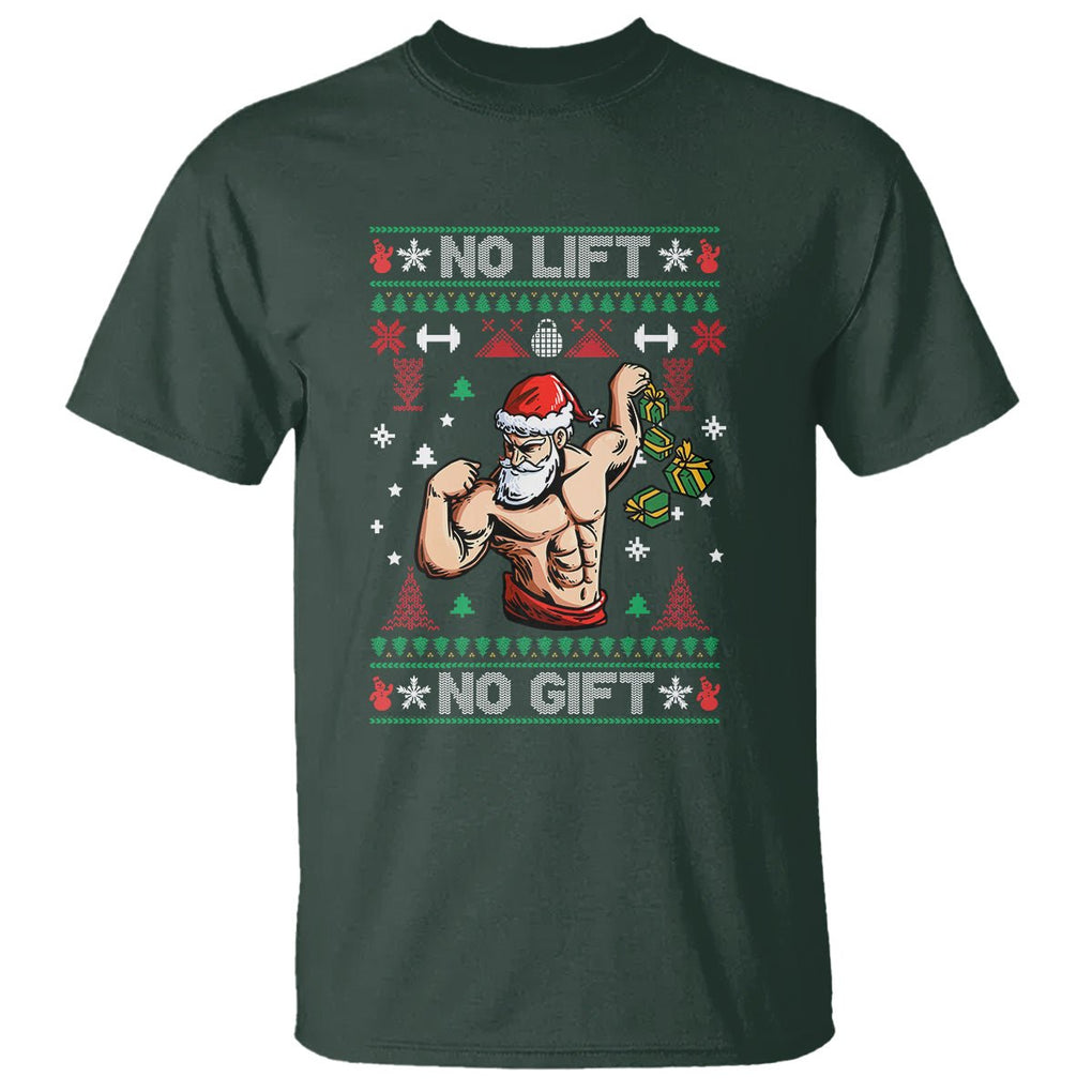 Christmas T Shirt No Lift No Gift Santa Gym Coach TS09 Printyourwear