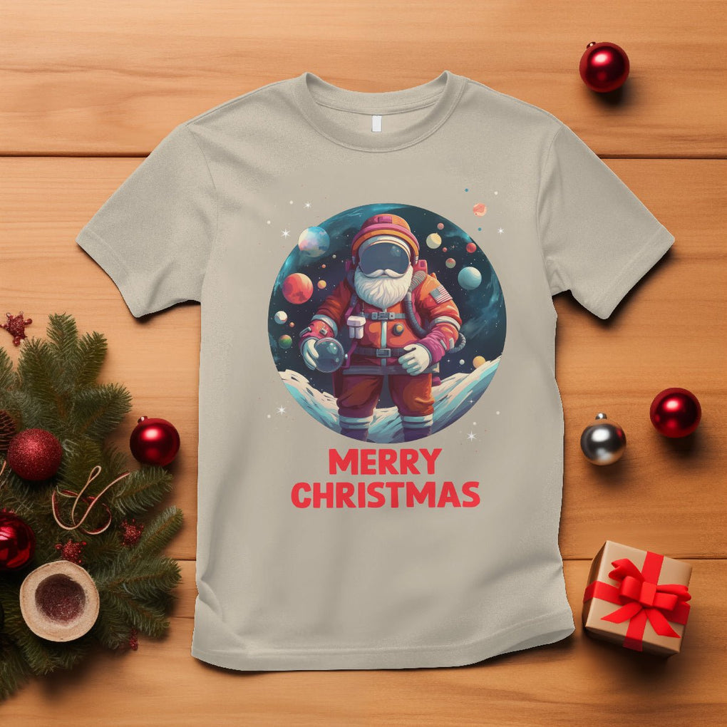 Christmas T Shirt Santa Astronaut Xmas Space Colorful Planet TS09 Sand Printyourwear