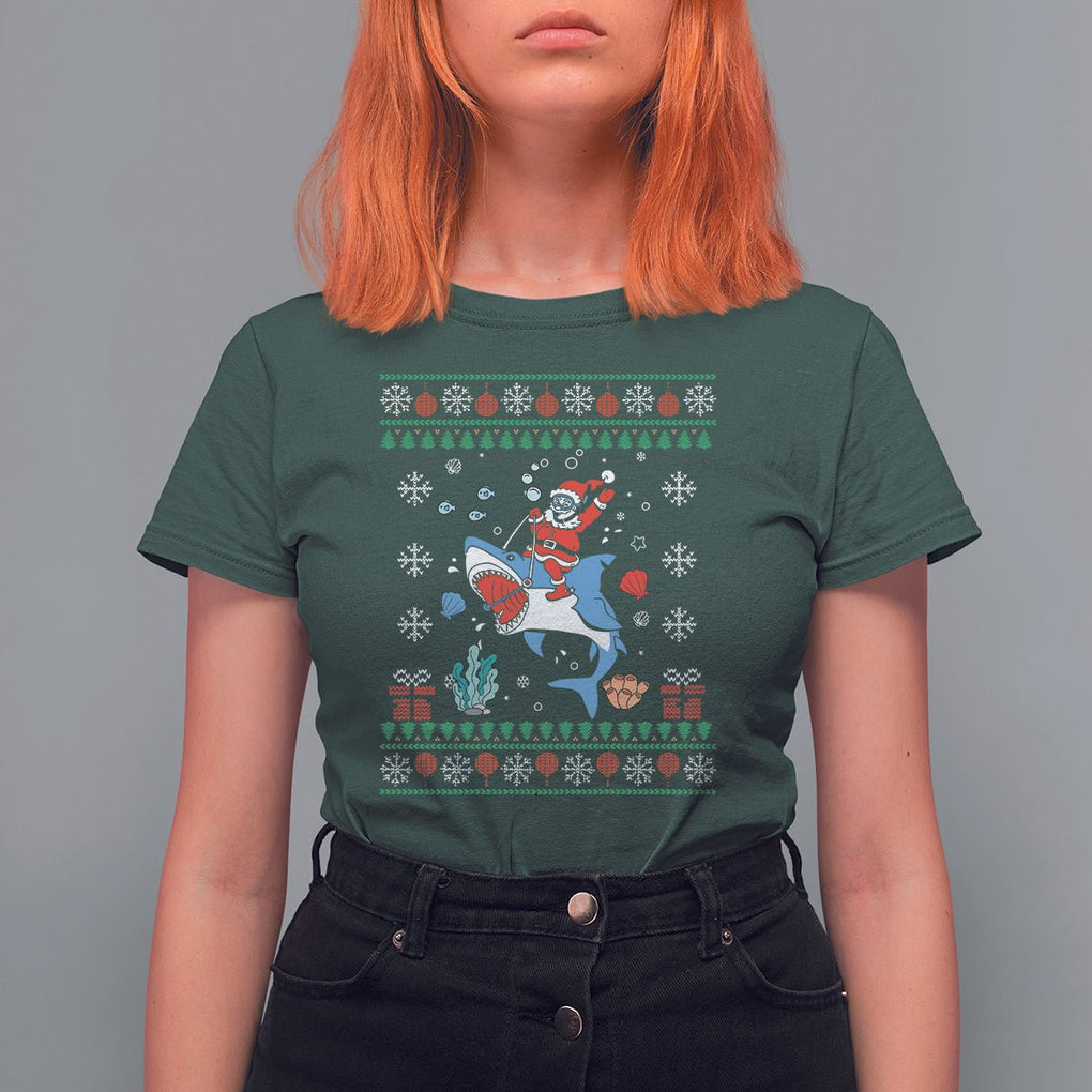 Christmas T Shirt Santa Riding Shark Diver Ocean Xmas Holiday TS09 Printyourwear