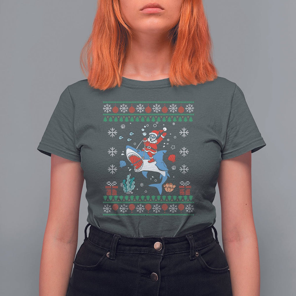 Christmas T Shirt Santa Riding Shark Diver Ocean Xmas Holiday TS09 Printyourwear