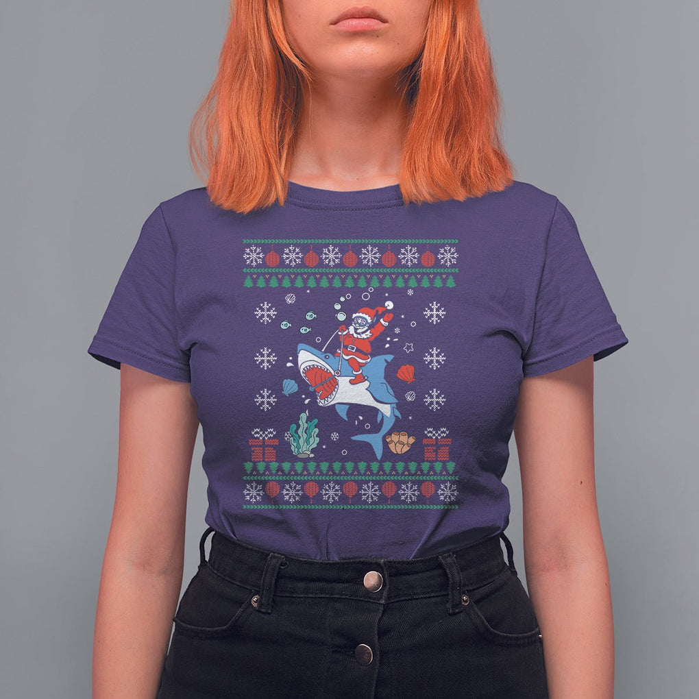 Christmas T Shirt Santa Riding Shark Diver Ocean Xmas Holiday TS09 Printyourwear