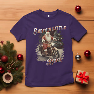 Christmas T Shirt Santa's Little Rebel Rinding Motorcycle Vintage Xmas TS09 Purple Printyourwear