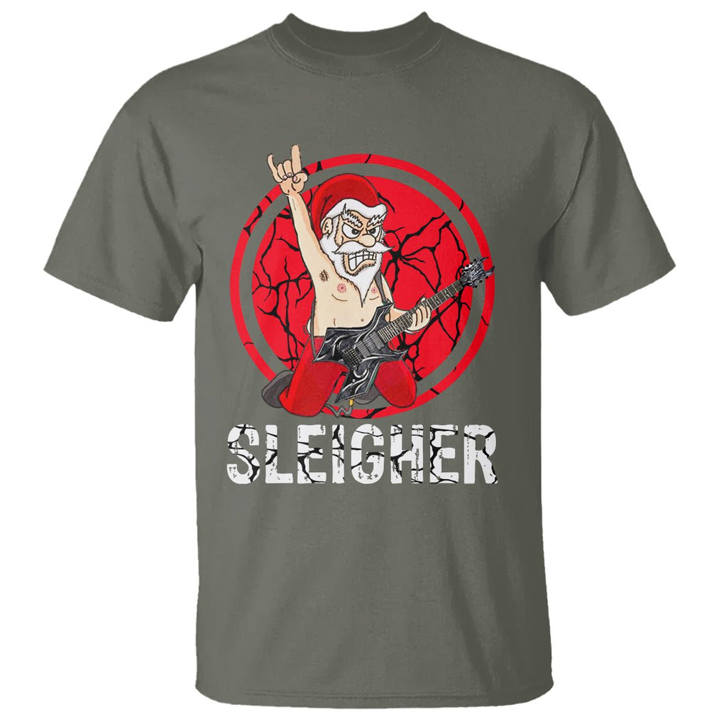 Christmas T Shirt Sleigher Santa Heavy Mental Music TS09 Printyourwear
