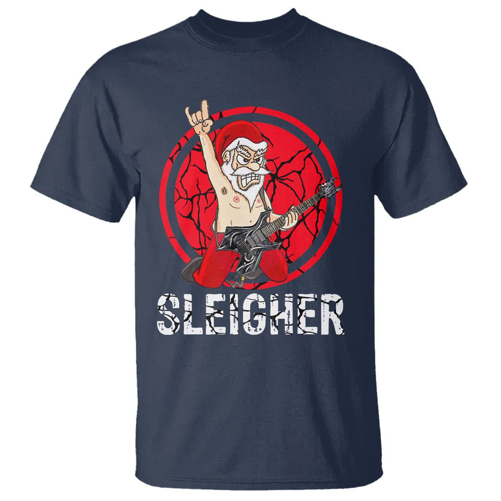 Christmas T Shirt Sleigher Santa Heavy Mental Music TS09 Printyourwear