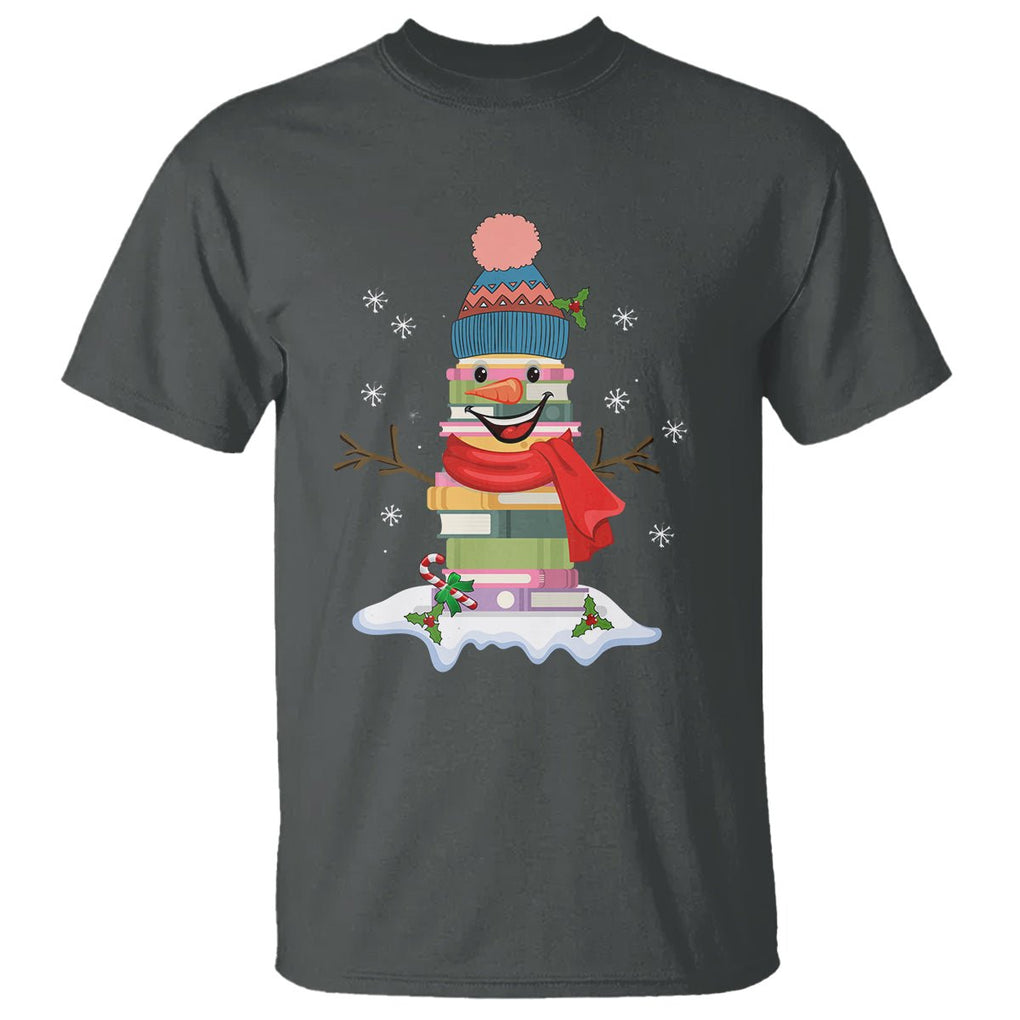 Christmas T Shirt Snowman Library Book Stack Winter Librarian TS09 Printyourwear