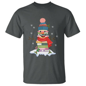 Christmas T Shirt Snowman Library Book Stack Winter Librarian TS09 Printyourwear