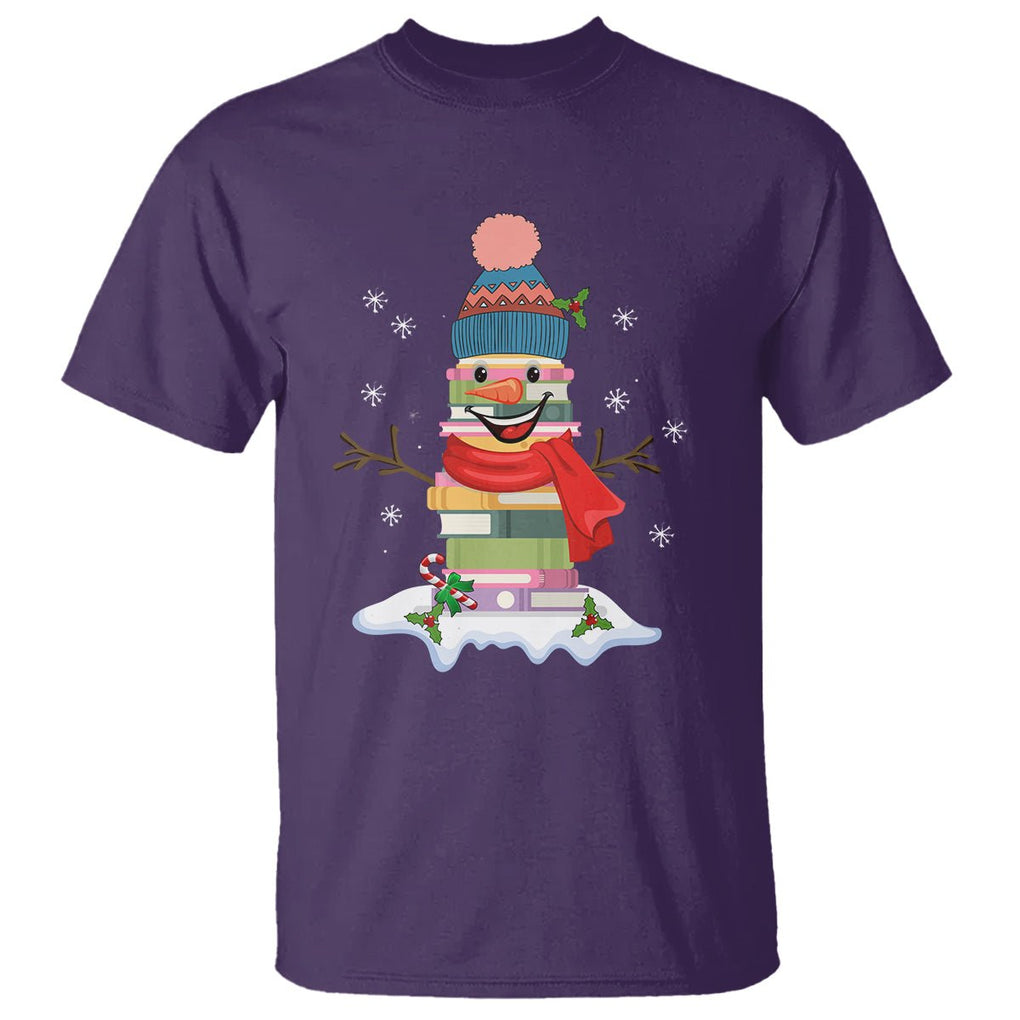 Christmas T Shirt Snowman Library Book Stack Winter Librarian TS09 Printyourwear
