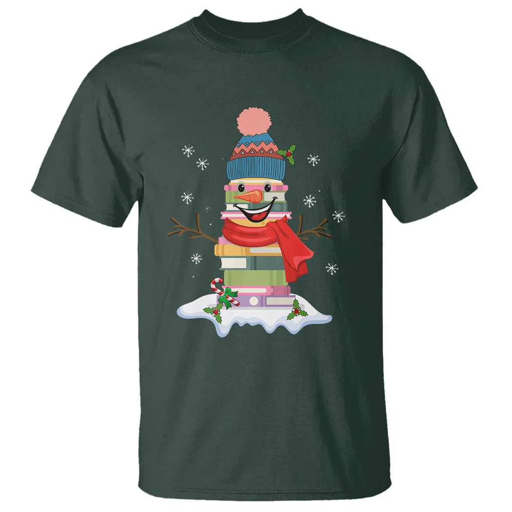 Christmas T Shirt Snowman Library Book Stack Winter Librarian TS09 Printyourwear