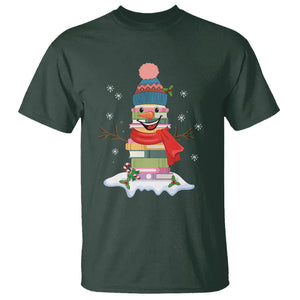 Christmas T Shirt Snowman Library Book Stack Winter Librarian TS09 Printyourwear