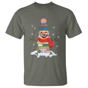 Christmas T Shirt Snowman Library Book Stack Winter Librarian TS09 Printyourwear