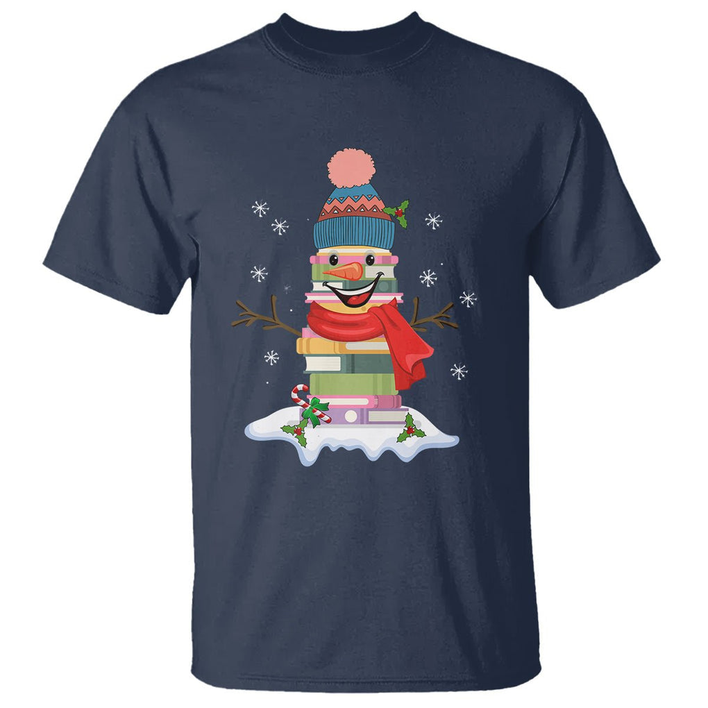 Christmas T Shirt Snowman Library Book Stack Winter Librarian TS09 Printyourwear