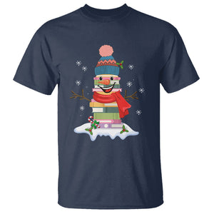 Christmas T Shirt Snowman Library Book Stack Winter Librarian TS09 Printyourwear
