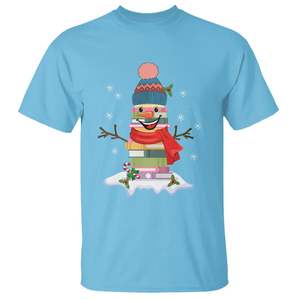 Christmas T Shirt Snowman Library Book Stack Winter Librarian TS09 Printyourwear