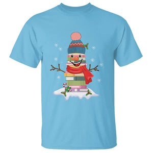 Christmas T Shirt Snowman Library Book Stack Winter Librarian TS09 Printyourwear