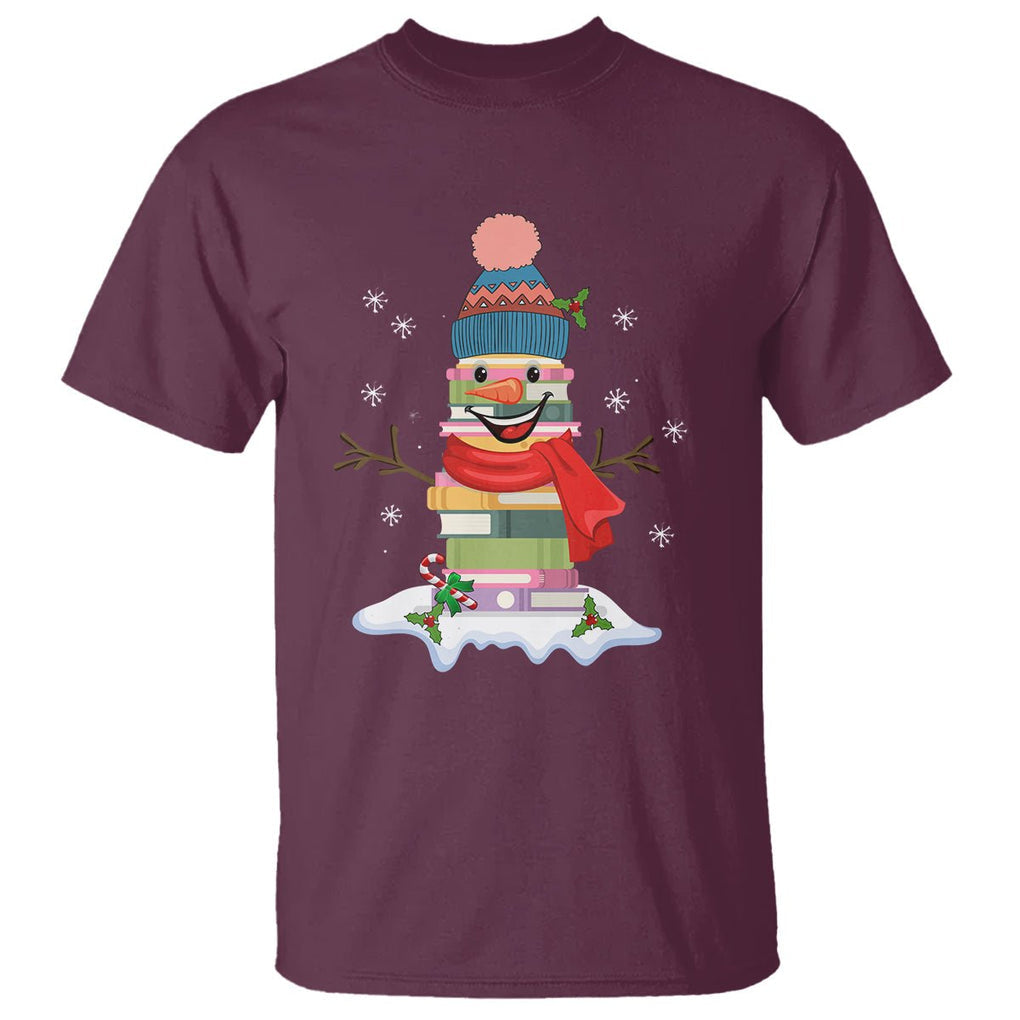 Christmas T Shirt Snowman Library Book Stack Winter Librarian TS09 Printyourwear