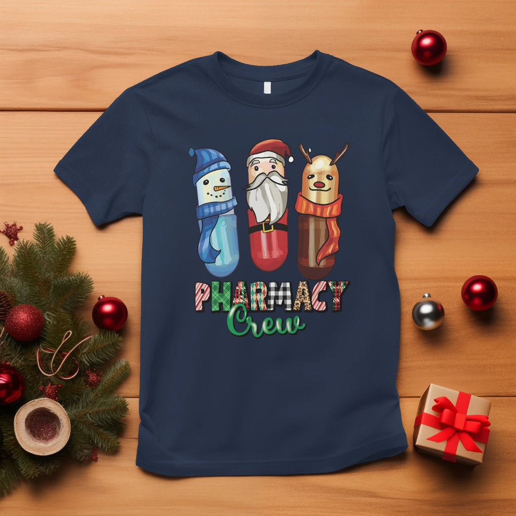 Christmas T Shirt Snowman Reindeer Santa Pharmacy Crew TS09 Navy Printyourwear