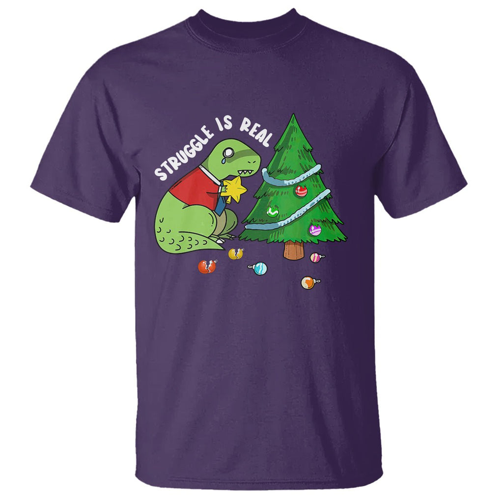 Christmas T Shirt Struggle Is Real T-Rex Christmas Tree Star TS09 Printyourwear
